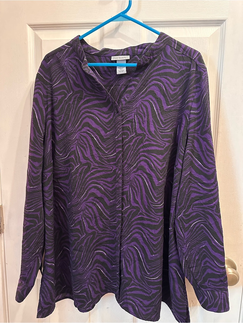 Catherines Purple and Black Wave-Print Long Sleeve Tunic Top